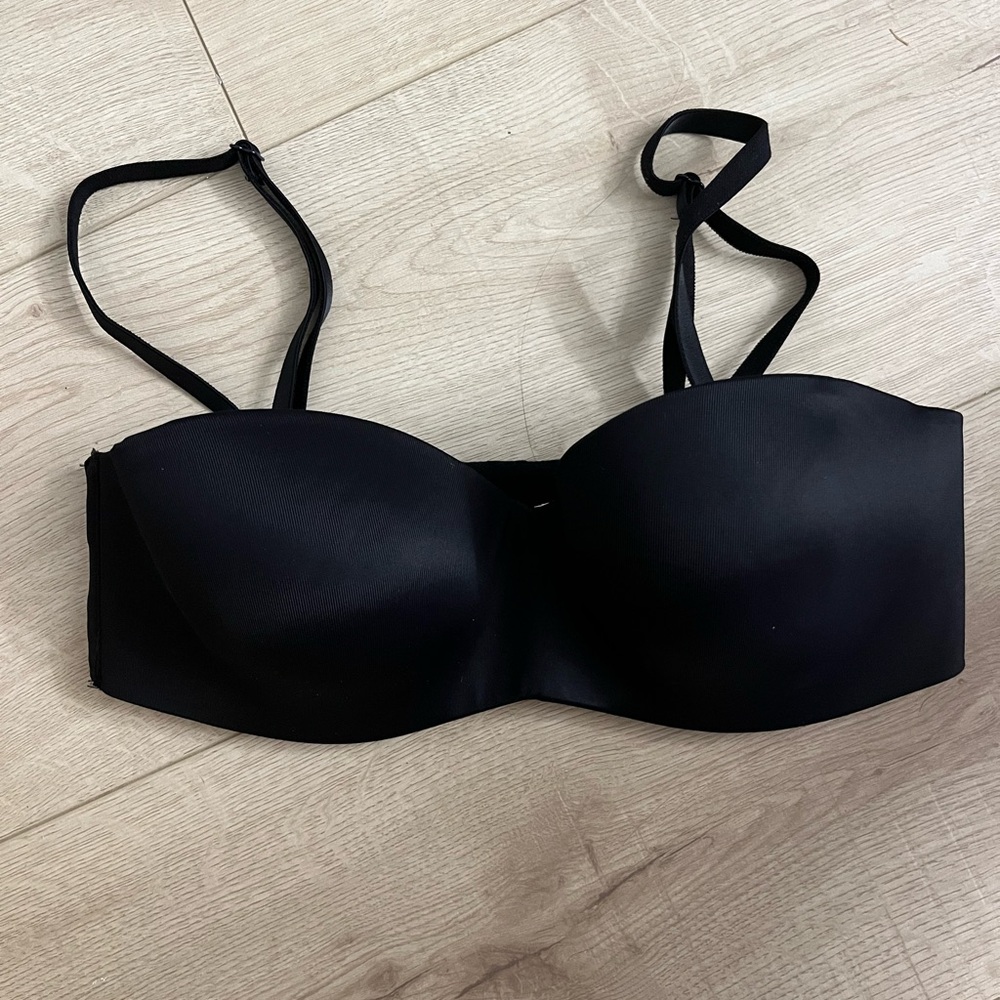 Victoria's Secret pink strapless lightly lined Black Bra